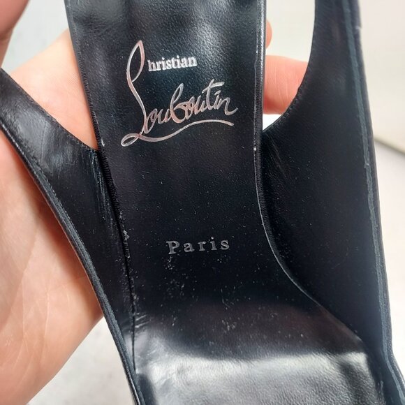 Christian Louboutin Black Strappy Condora Leather Heel Shoe - Picture 8 of 11
